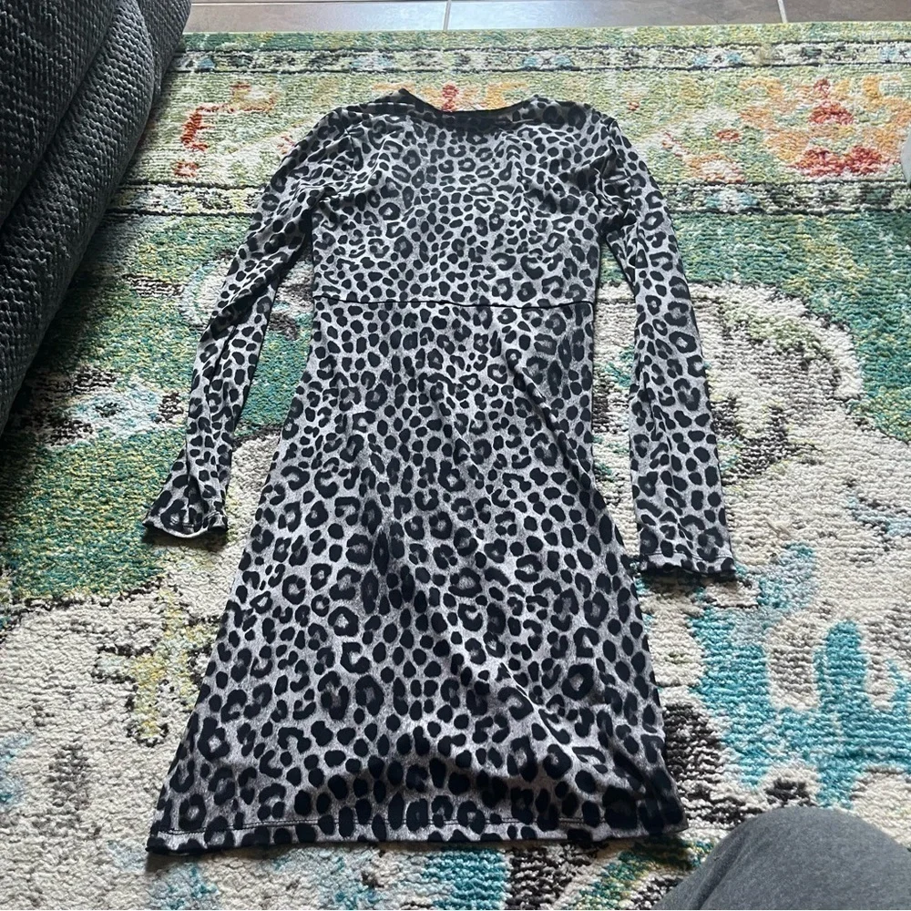 Michael Kors Cheetah pattern long sleeve cinched dress